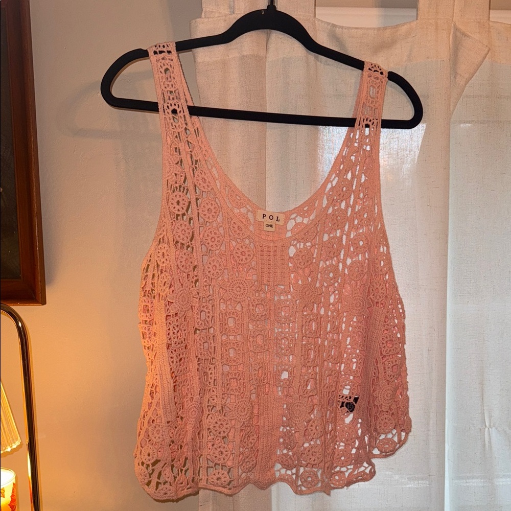 POL Blush Crochet Crop Top
